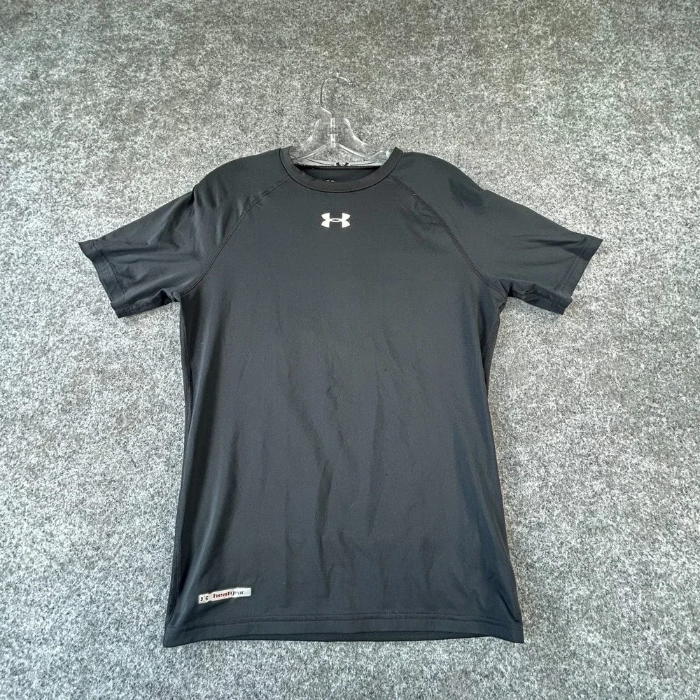Under Armour HeatGear T-Shirt Mens L Black Compression Raglan Comfort‎ Stretch